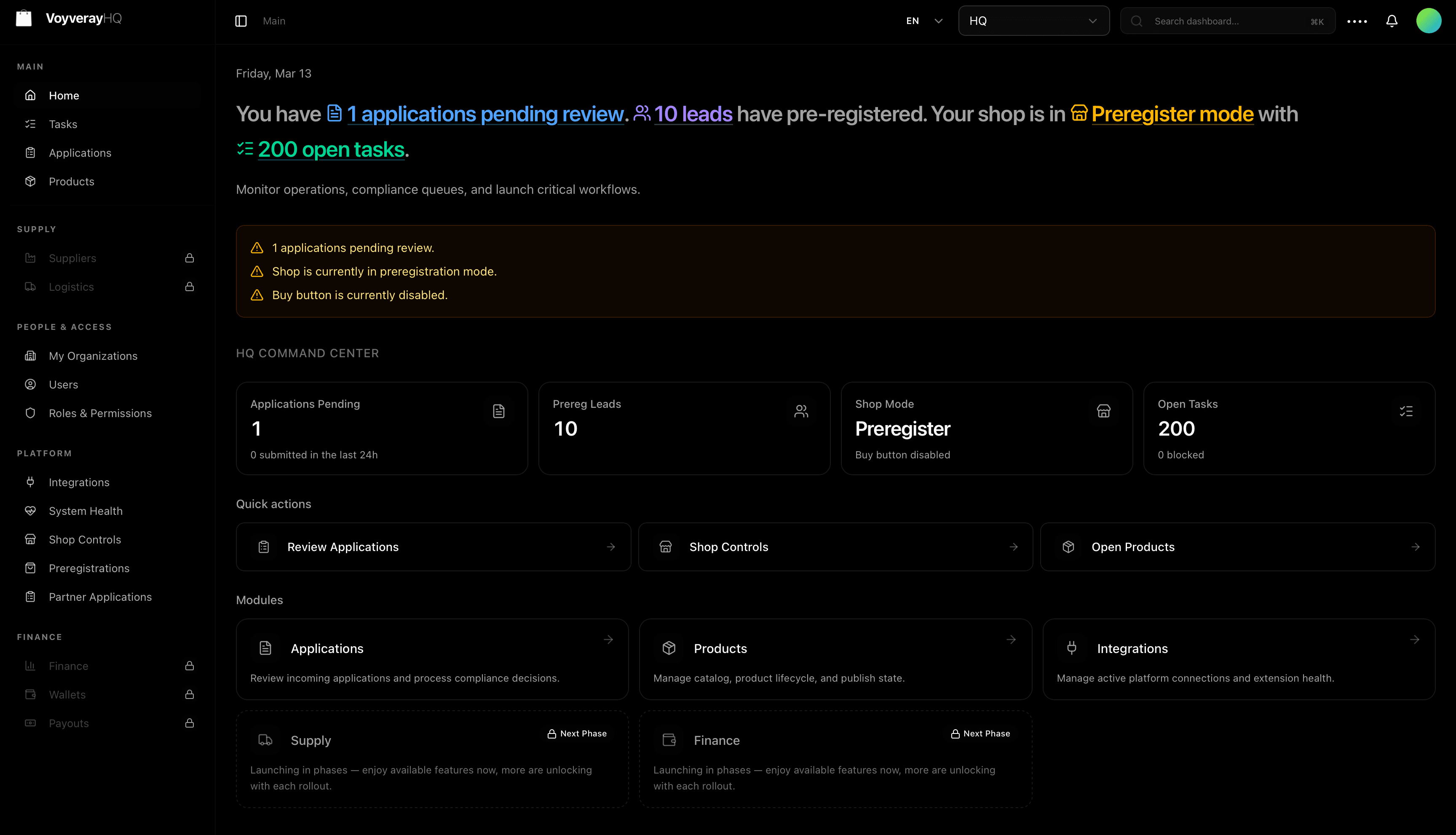 Your partner dashboard