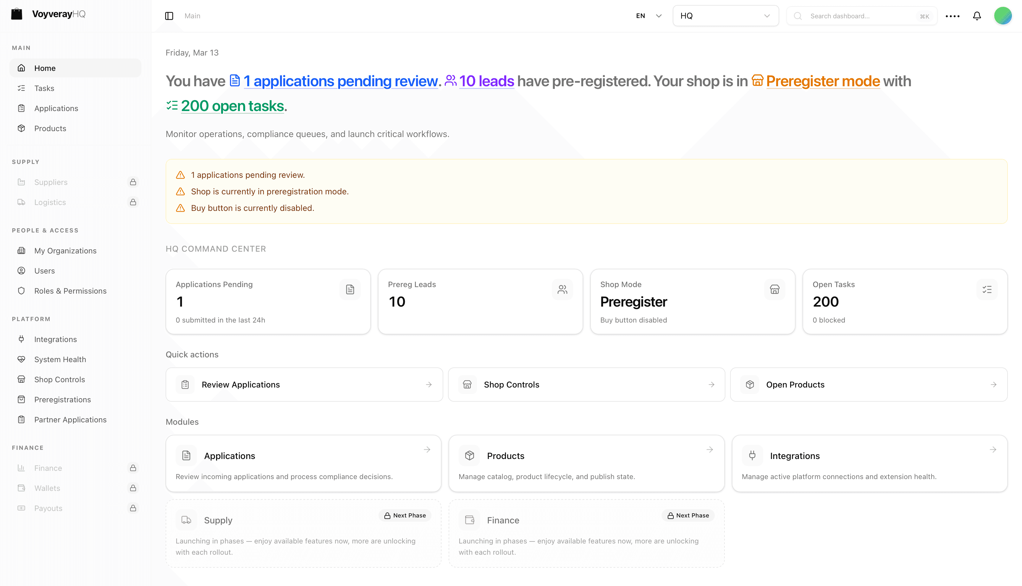Your partner dashboard